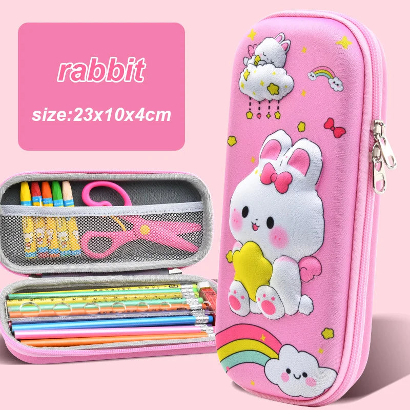 Trousse scolaire kawaii 3D grande capacité pour enfant